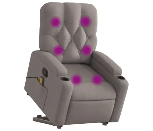 Masāžas Krēsls, Paceļams, Pelēkbrūns Audums Vidaxl