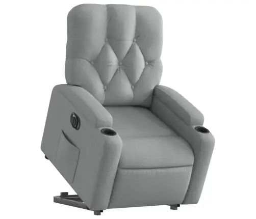 Elektrisks Atpūtas Krēsls Paceļams/Atgāžams Gaiši Pelēks Audums Vidaxl