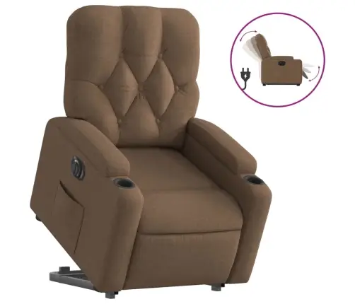 Elektrisks Atpūtas Krēsls, Paceļams, Atgāžams, Brūns Audums Vidaxl