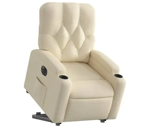 Elektrinis Atsistojantis Atlošiamas Krėslas, Kreminis, Audinys