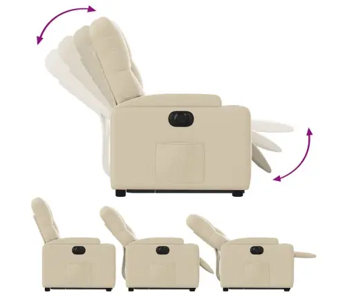 Elektrinis Atsistojantis Atlošiamas Krėslas, Kreminis, Audinys