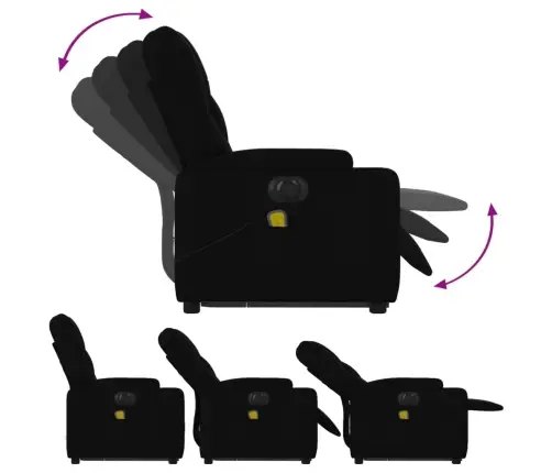 Elektrisks Masāžas Krēsls, Paceļams, Atgāžams, Melns Audums Vidaxl