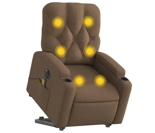 Atsistojantis Elektrinis Masažinis Krėslas, Rudas, Audinys