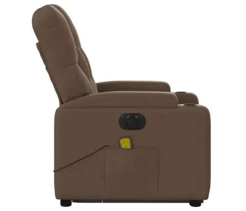 Atsistojantis Elektrinis Masažinis Krėslas, Rudas, Audinys