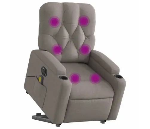 Elektrisks Masāžas Krēsls, Paceļams, Pelēkbrūns Audums Vidaxl