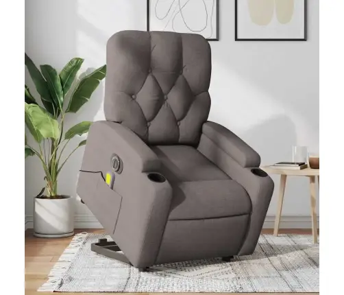 Elektrisks Masāžas Krēsls, Paceļams, Pelēkbrūns Audums Vidaxl