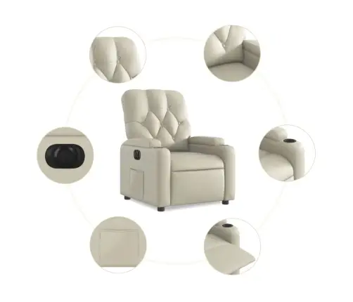 Elektrinis Atlošiamas Krėslas, Kreminės Spalvos, Dirbtinė Oda Elektrinis Atlošiamas Krėslas, Kreminės Spalvos, Dirbtinė Oda
