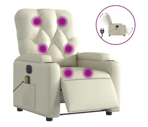 Elektrisks Masāžas Krēsls, Atgāžams, Krēmkrāsas Mākslīgā Āda Vidaxl