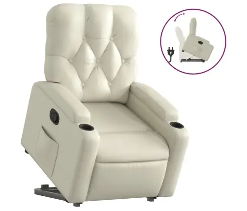 Atsistojantis Atlošiamas Krėslas, Kreminis, Dirbtinė Oda