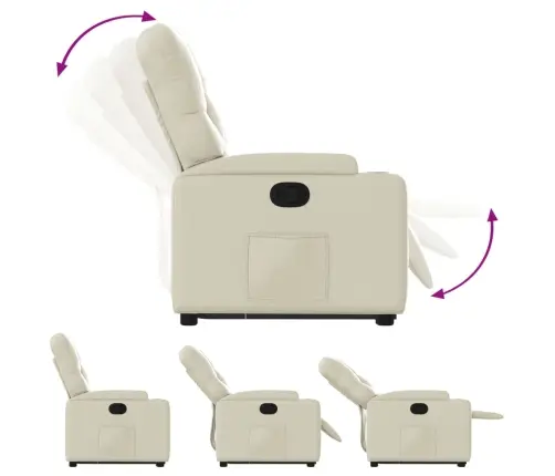 Atsistojantis Atlošiamas Krėslas, Kreminis, Dirbtinė Oda