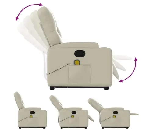 Masāžas Krēsls, Paceļams, Atgāžams, Krēmkrāsas Mākslīgā Āda Vidaxl