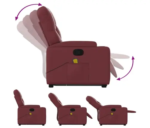 Püstitõusmist Toetav Massaažitool, Veinipunane, Kunstnahk