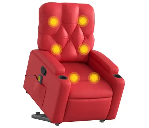 Masāžas Krēsls, Paceļams, Atgāžams, Sarkana Mākslīgā Āda Vidaxl