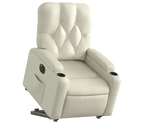 Elektrisks Atpūtas Krēsls, Paceļams, Krēmkrāsas Mākslīgā Āda Vidaxl