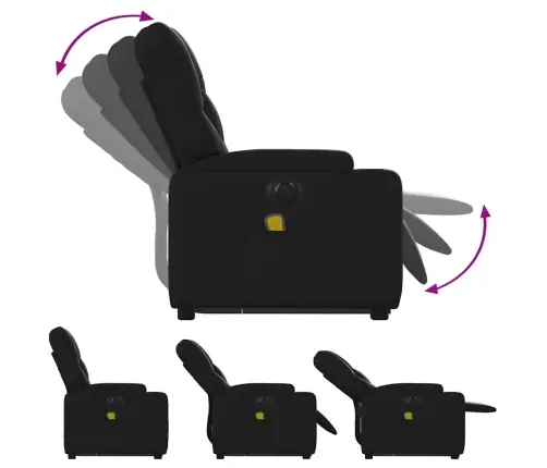 Elektrisks Masāžas Krēsls Paceļams/Atgāžams, Melna Mākslīgā Āda Vidaxl
