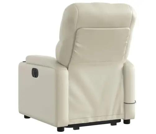 Atsistojantis Masažinis Krėslas, Kreminis, Dirbtinė Oda