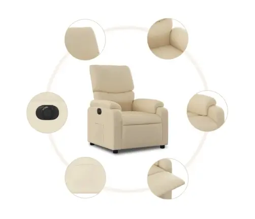 Elektrisks Atpūtas Krēsls, Atgāžams, Krēmkrāsas Audums Vidaxl
