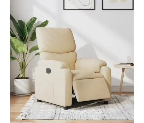 Elektrisks Atpūtas Krēsls, Atgāžams, Krēmkrāsas Audums Vidaxl