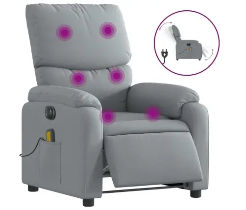 Elektrinis Masažinis Krėslas, Šviesiai Pilkas, Audinys