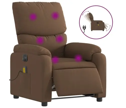 Elektrisks Masāžas Krēsls, Atgāžams, Brūns Audums Vidaxl Elektrisks Masāžas Krēsls, Atgāžams, Brūns Audums Vidaxl