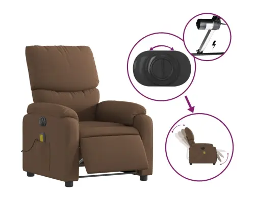 Elektrisks Masāžas Krēsls, Atgāžams, Brūns Audums Vidaxl Elektrisks Masāžas Krēsls, Atgāžams, Brūns Audums Vidaxl