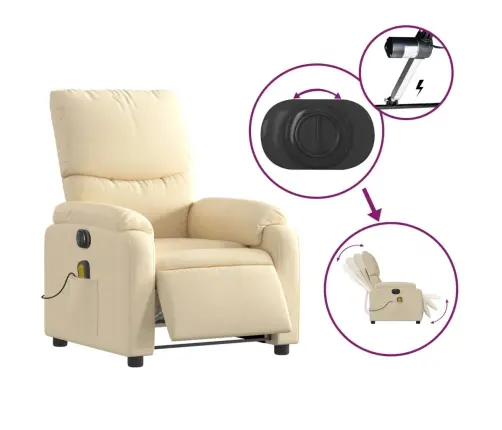 Elektrisks Masāžas Krēsls, Atgāžams, Krēmkrāsas Audums Vidaxl Elektrisks Masāžas Krēsls, Atgāžams, Krēmkrāsas Audums Vidaxl