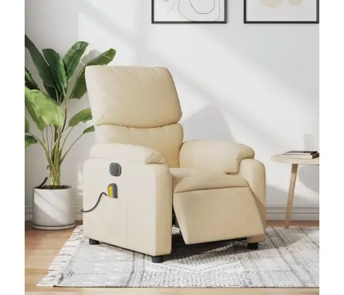 Elektrisks Masāžas Krēsls, Atgāžams, Krēmkrāsas Audums Vidaxl Elektrisks Masāžas Krēsls, Atgāžams, Krēmkrāsas Audums Vidaxl