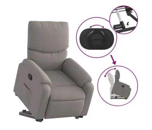 Atpūtas Krēsls, Paceļams, Atgāžams, Pelēkbrūns Audums Vidaxl