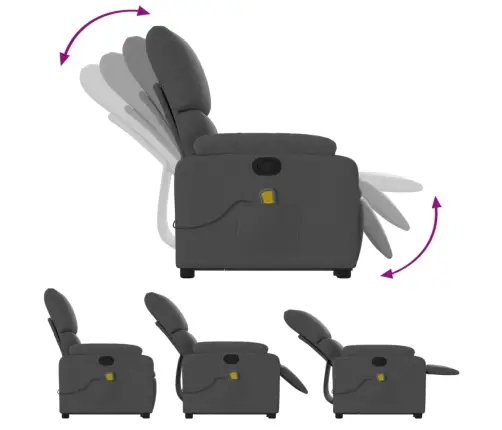 Masāžas Krēsls, Paceļams, Atgāžams, Tumši Pelēks Audums Vidaxl