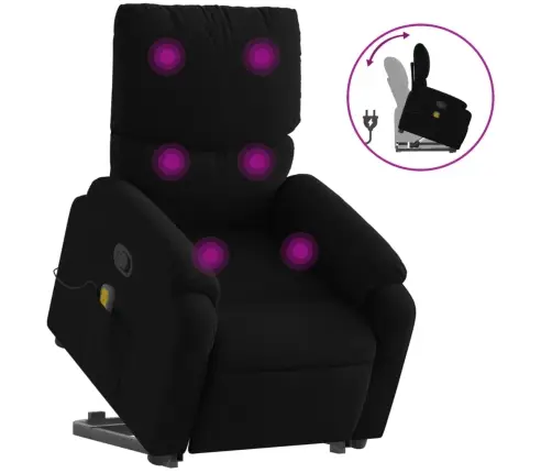 Atsistojantis Atlošiamas Masažinis Krėslas, Juodas, Audinys Atsistojantis Atlošiamas Masažinis Krėslas, Juodas, Audinys