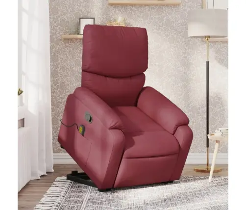 Masāžas Krēsls, Paceļams, Atgāžams, Vīnsarkans Audums Vidaxl