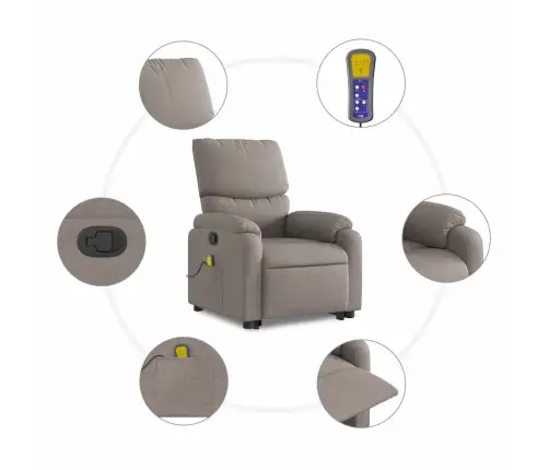 Masāžas Krēsls, Paceļams, Pelēkbrūns Audums Vidaxl