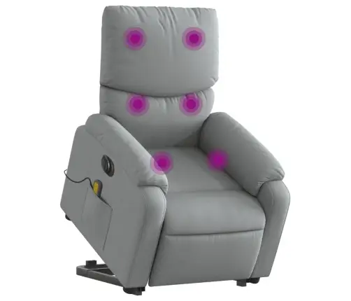 Elektrisks Masāžas Krēsls, Paceļams, Atgāžams, Pelēks Audums Vidaxl