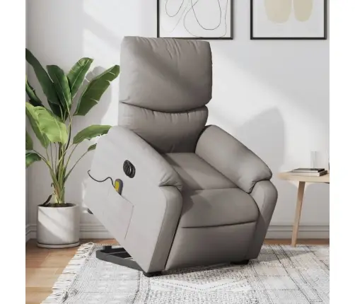 Elektrisks Masāžas Krēsls, Paceļams, Pelēkbrūns Audums Vidaxl