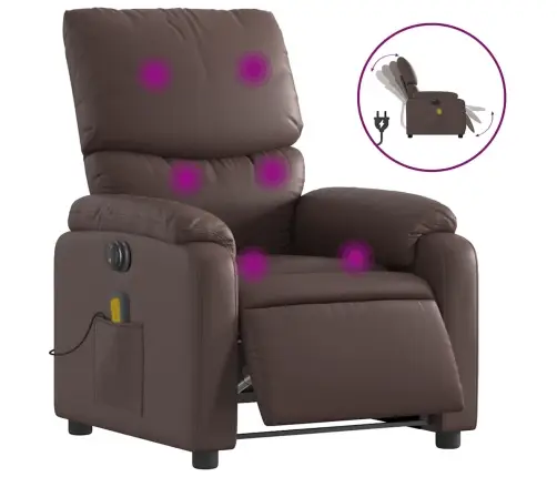 Elektrisks Masāžas Krēsls, Atgāžams, Brūna Mākslīgā Āda Vidaxl