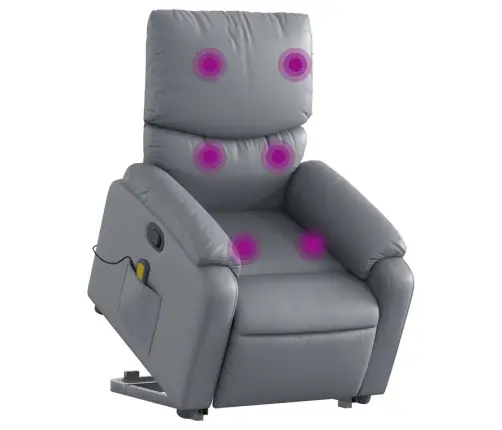 Masāžas Krēsls, Paceļams, Atgāžams, Pelēka Mākslīgā Āda Vidaxl