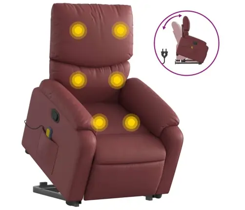 Masāžas Krēsls, Paceļams, Atgāžams, Vīnsarkana Mākslīgā Āda Vidaxl
