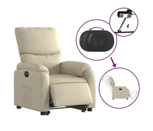 Elektrisks Atpūtas Krēsls, Paceļams, Krēmkrāsas Mākslīgā Āda Vidaxl