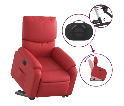 Atpūtas Krēsls, Paceļams, Atgāžams, Sarkana Mākslīgā Āda Vidaxl