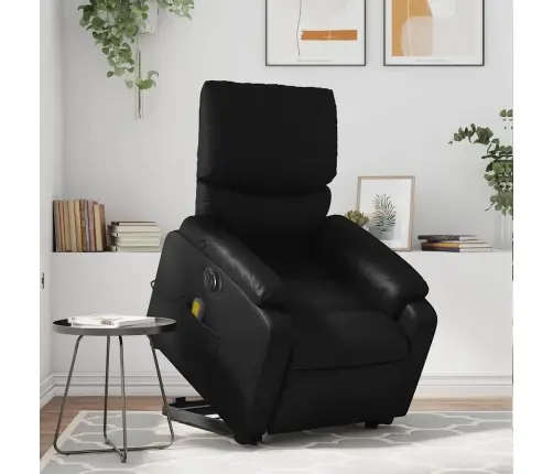 Atsistojantis Masažinis Krėslas, Juodas, Dirbtinė Oda