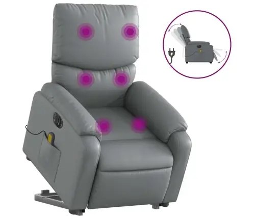 Masāžas Krēsls, Paceļams, Atgāžams, Pelēka Mākslīgā Āda Vidaxl