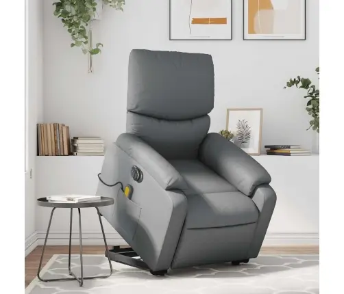 Masāžas Krēsls, Paceļams, Atgāžams, Pelēka Mākslīgā Āda Vidaxl