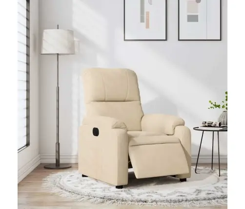 Elektrisks Atpūtas Krēsls, Atgāžams, Krēmkrāsas Audums Vidaxl