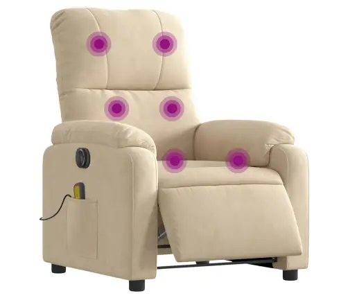 Elektrisks Masāžas Krēsls, Krēmkrāsas Mikrošķiedras Audums Vidaxl
