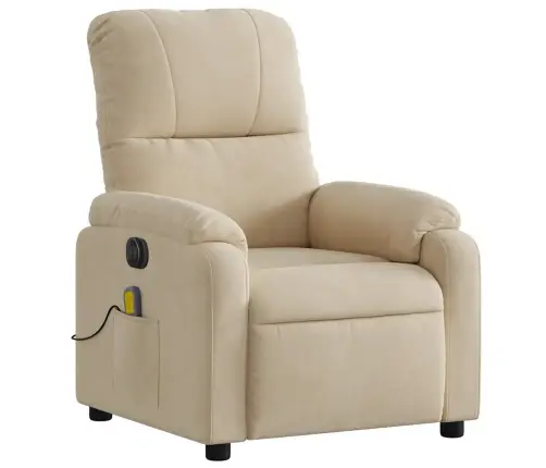 Elektrisks Masāžas Krēsls, Krēmkrāsas Mikrošķiedras Audums Vidaxl