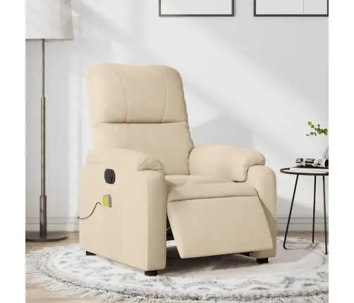 Elektrisks Masāžas Krēsls, Krēmkrāsas Mikrošķiedras Audums Vidaxl