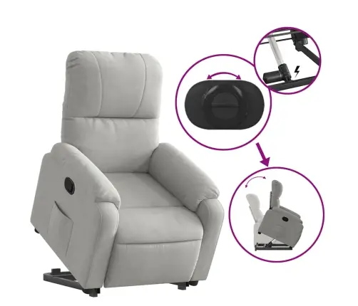 Paceļams Atpūtas Krēsls, Gaiši Pelēks Mikrošķiedras Audums Vidaxl