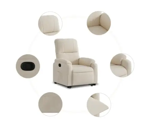 Atpūtas Krēsls, Paceļams, Atgāžams, Bēšs Mikrošķiedras Audums Vidaxl