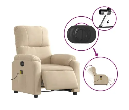 Elektriline Püsti Tõusmist Toetav Massaažitool, Kreemjas