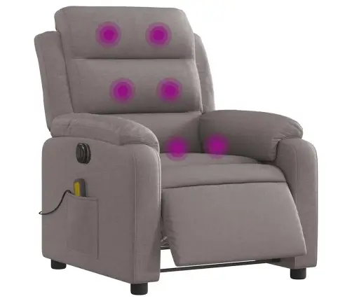 Elektrisks Masāžas Krēsls, Atgāžams, Pelēkbrūns Audums Vidaxl